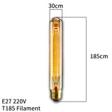 A light bulb with measurements