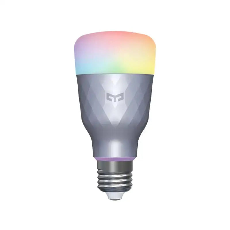 a light bulb with a rainbow hue