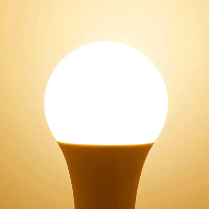 A light bulb on a table