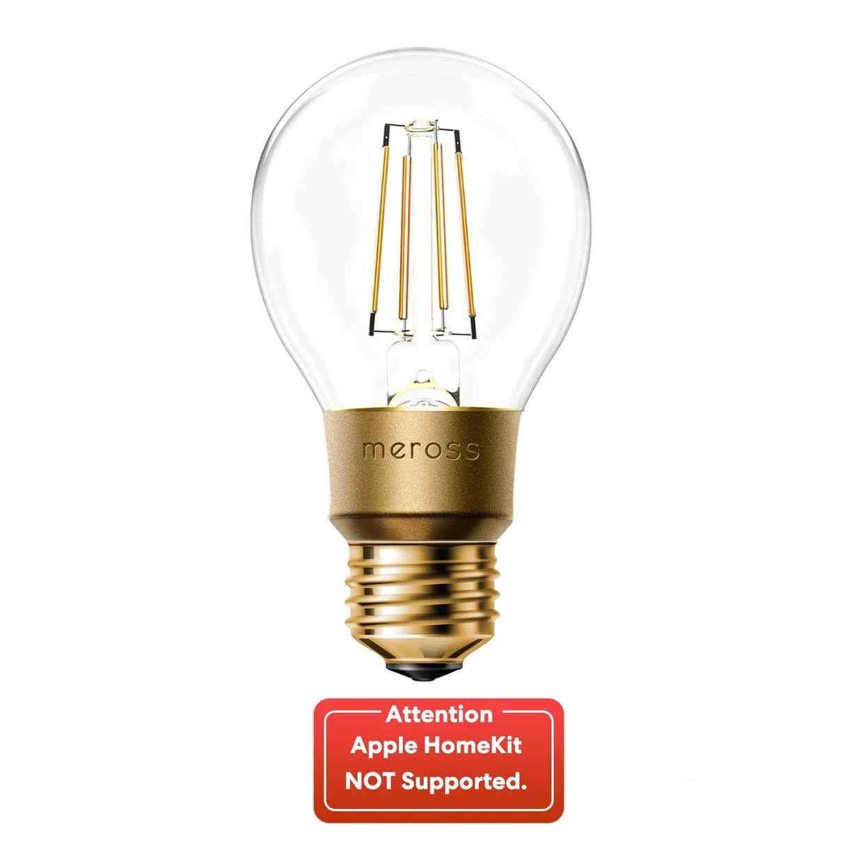 a light bulb with the words apple home not supported