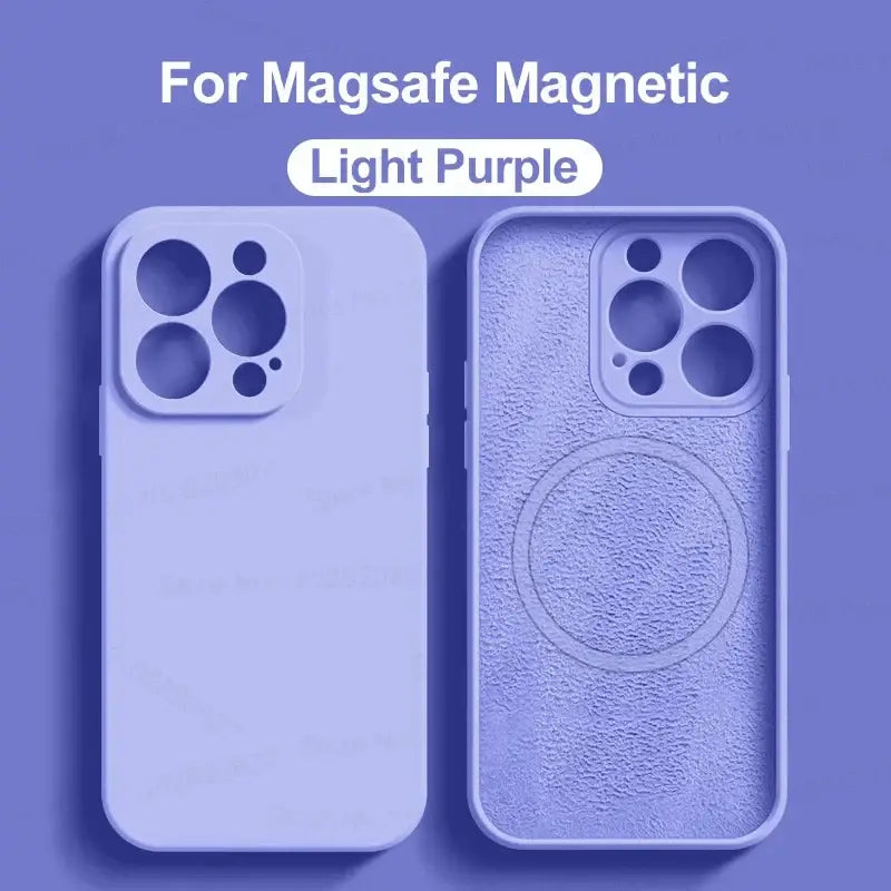 the light purple iphone case is shown with the text for magne