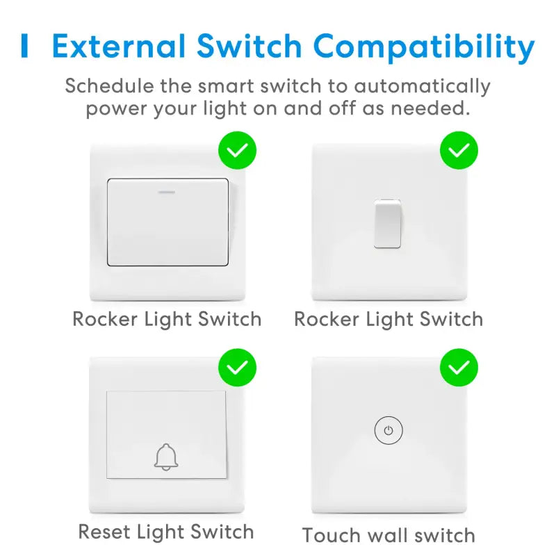 The light switch is shown with four different switches