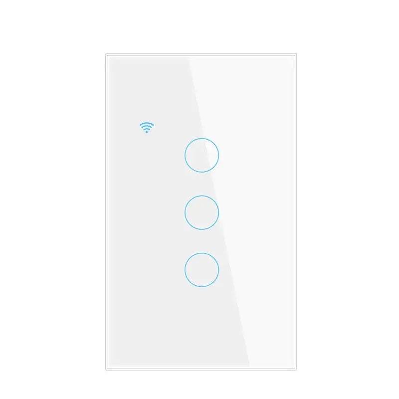 a light switch with two blue circles on the side