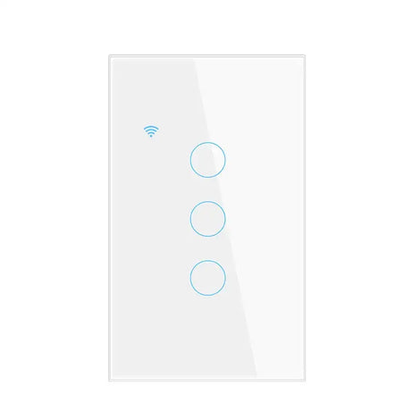 A light switch with two blue circles on the side