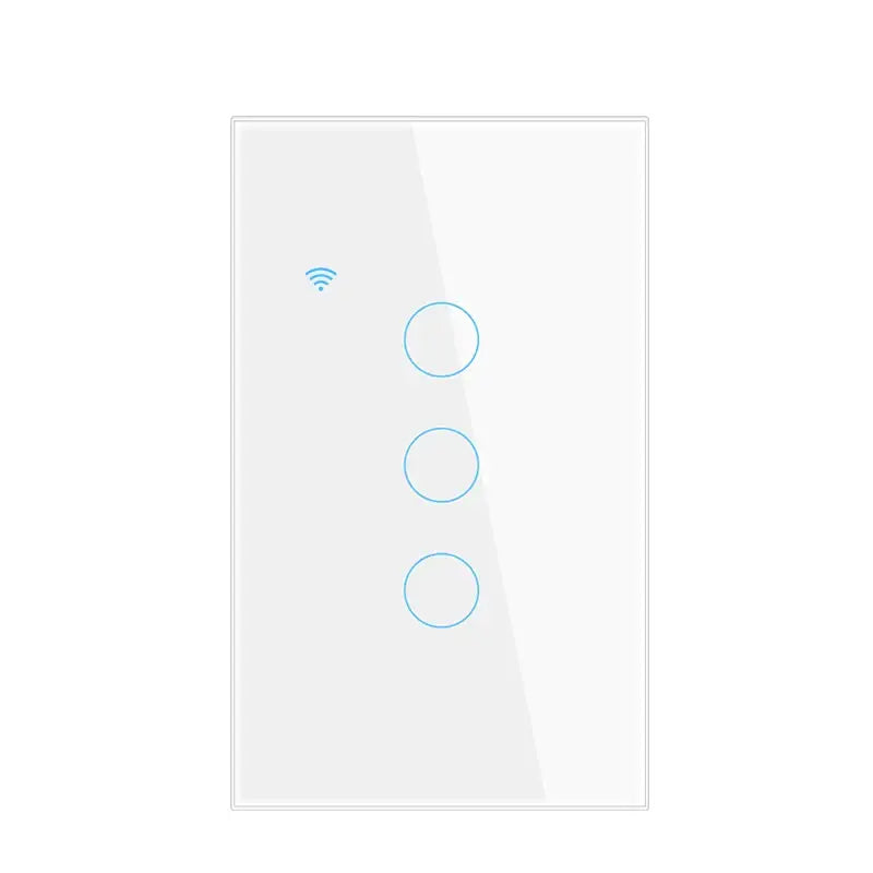 A light switch with two blue circles on the wall