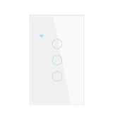 a light switch with two blue circles on the wall