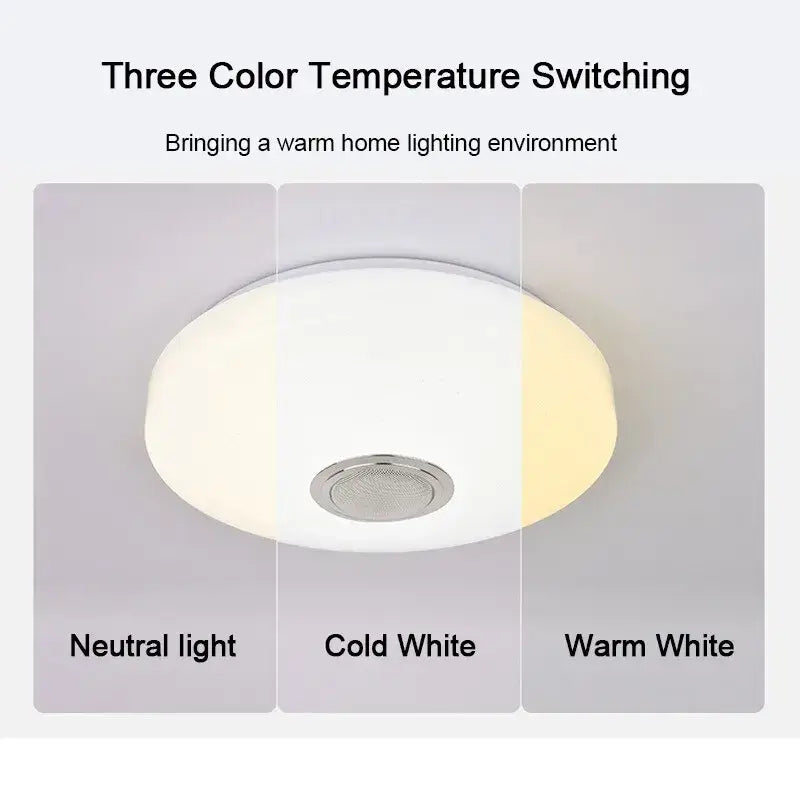 A ceiling light with three different colors