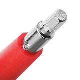 a red plastic tube with a metal tip