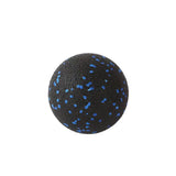 a black and blue ball with small dots