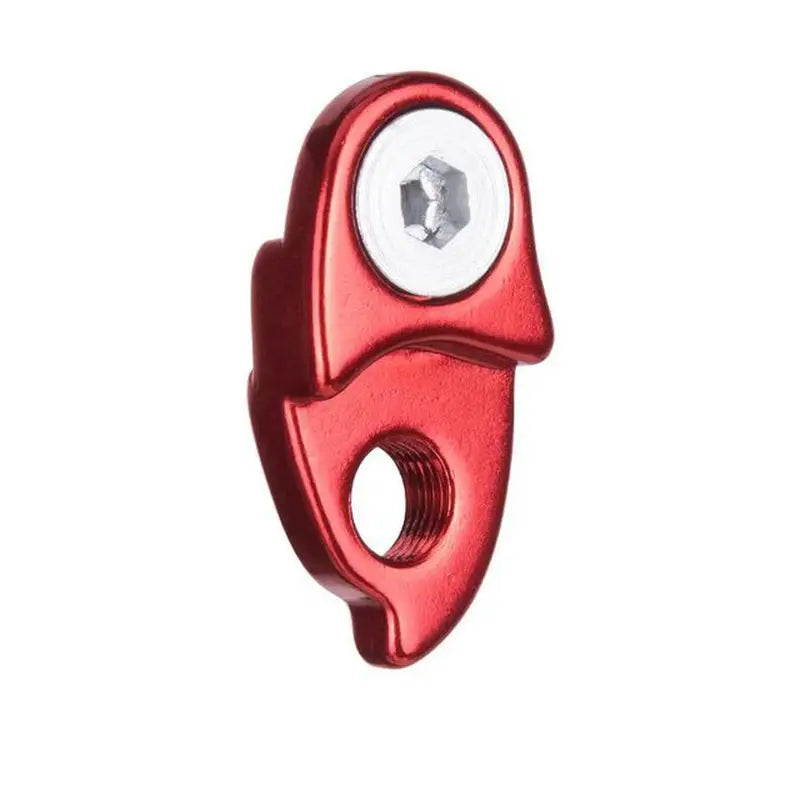 a red metal pipe clample with a white background