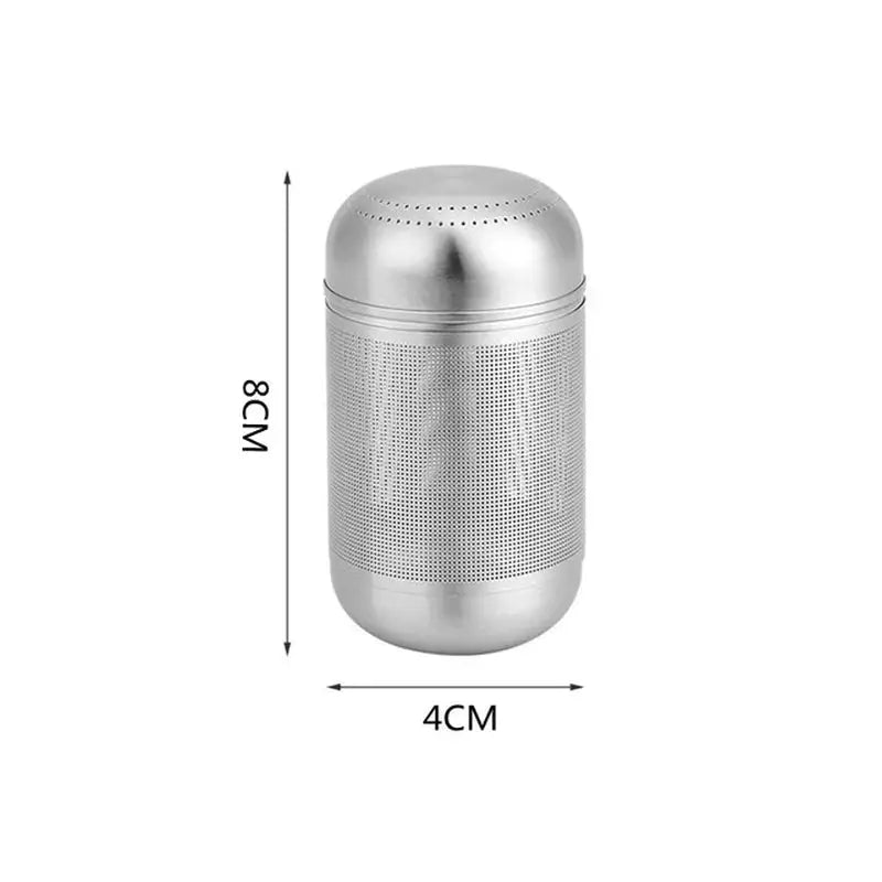 a close up of a metal trash can with measurements