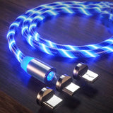 a usb cable with blue light on it
