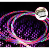 a close up of a neon colored cable with a light on it