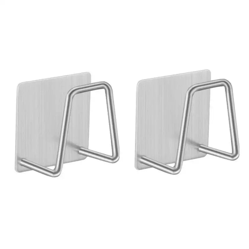 a pair of stainless steel wall hooks