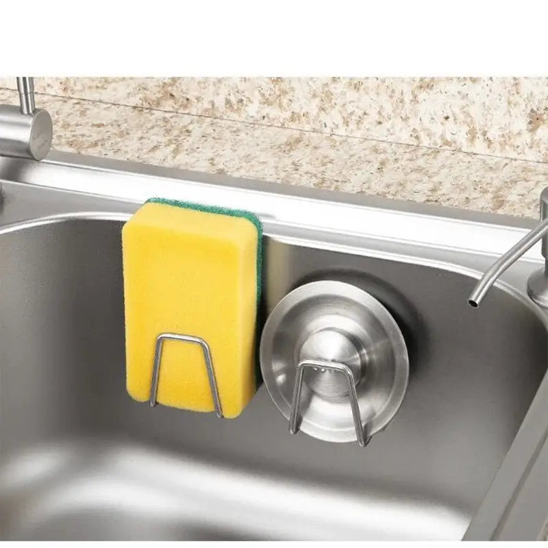 a sponge is placed in the sink