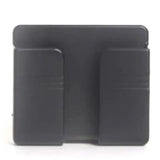 a black plastic card holder with two cards