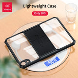 Lightweight clear and black phone case.