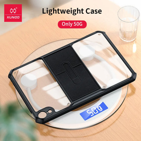 Lightweight clear and black phone case.
