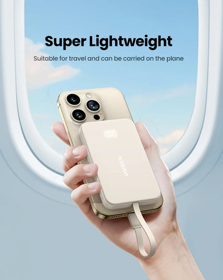 Lightweight smartphone power bank attached to a phone case.