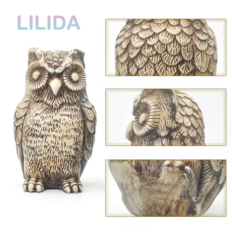 a small owl figuri with a white background