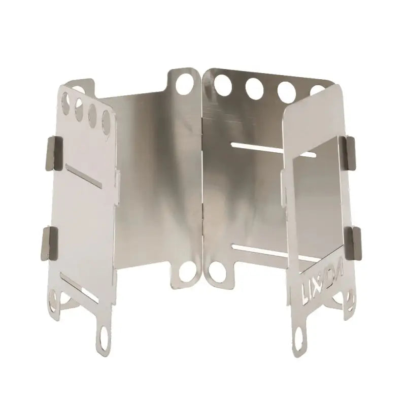 a silver metal bracket with two holes