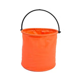 a bright orange bucket bag with a handle