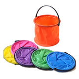 a bucket with four colors of plastic