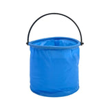 a blue bucket with a handle