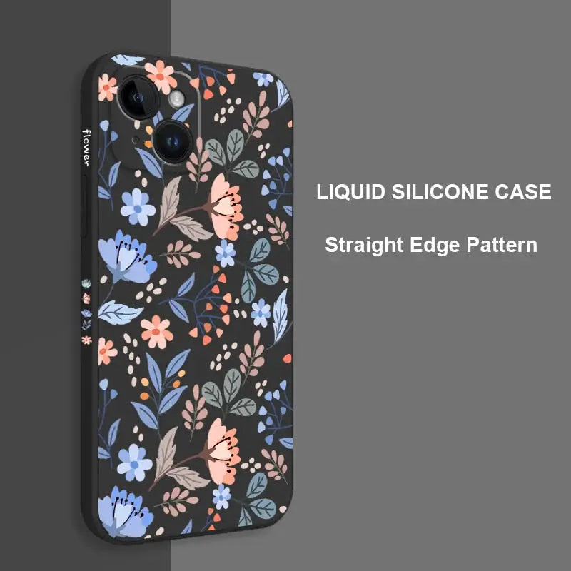 The liquid phone case is designed to look like a floral pattern