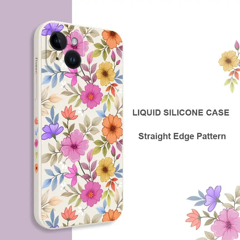 the liquid phone case is designed to look like a floral bouquet