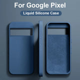 Liquid silicone case for Google Pixel smartphones in a dark blue color.