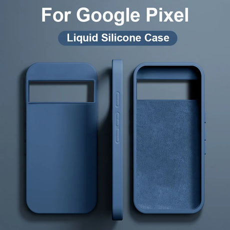 Liquid silicone case for Google Pixel smartphones in a dark blue color.