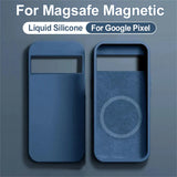 Liquid silicone magnetic cases for Google Pixel phones with Magsafe compatibility.