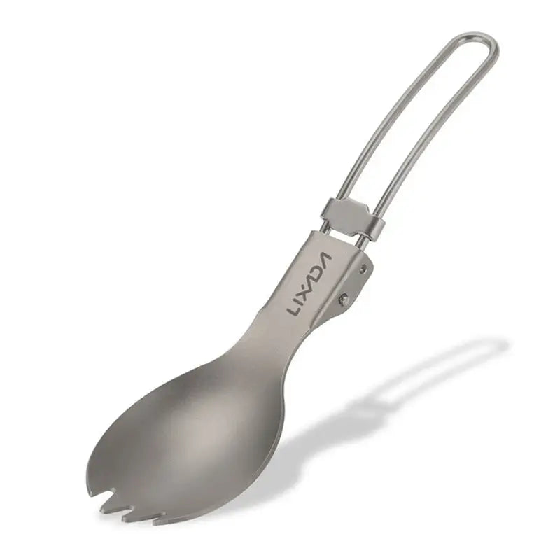 a stainless spoon with a handle and a metal handle
