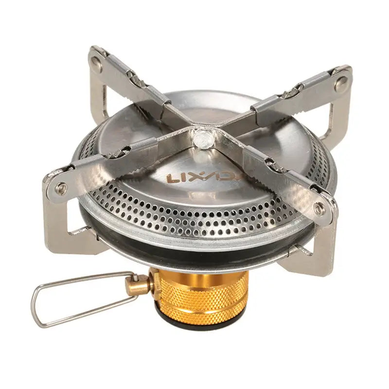 a stainless steel stove with a metal handle
