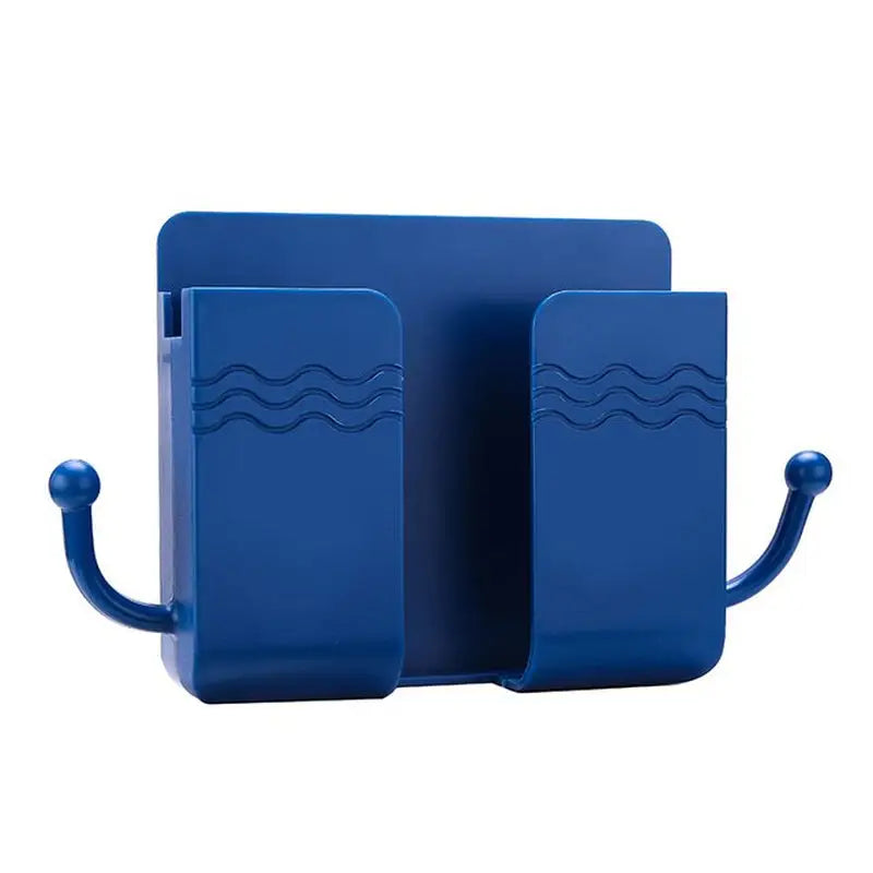 a pair of blue bookends with a wave design