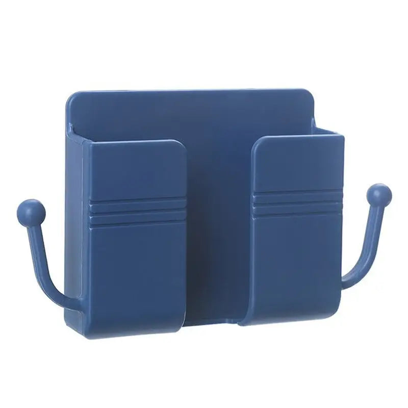 a blue plastic book holder with two books