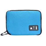 a blue case with a zipper and a black zipper