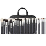 the makeup brush set is shown in black