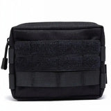 the black pouch is a small, black pouch with a zipper closure