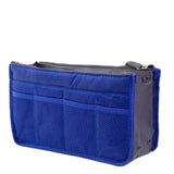 a blue and grey travel bag