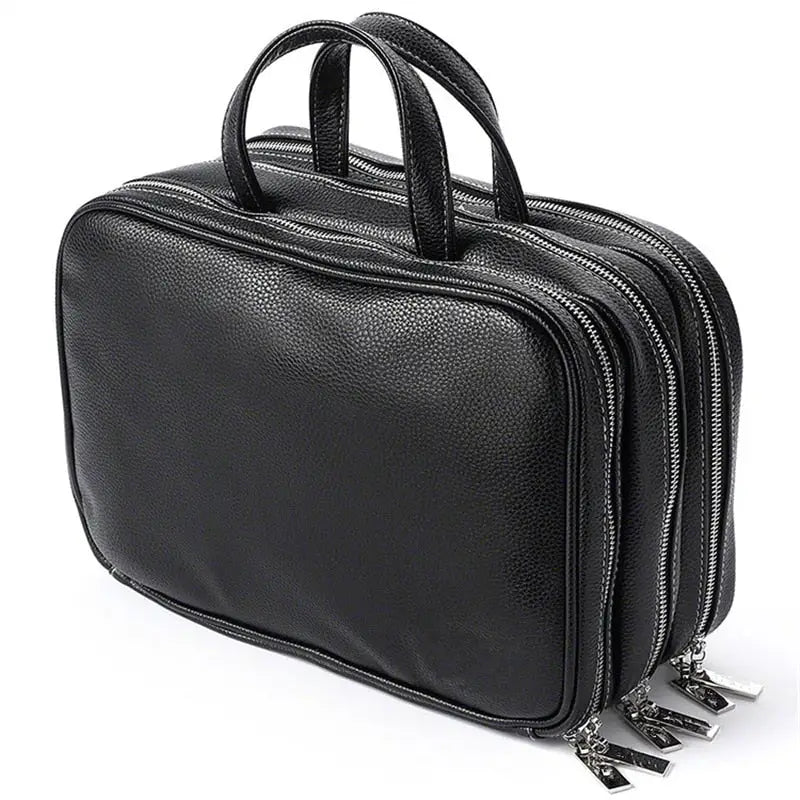 the black leather briefcase bag