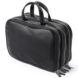 the black leather briefcase bag