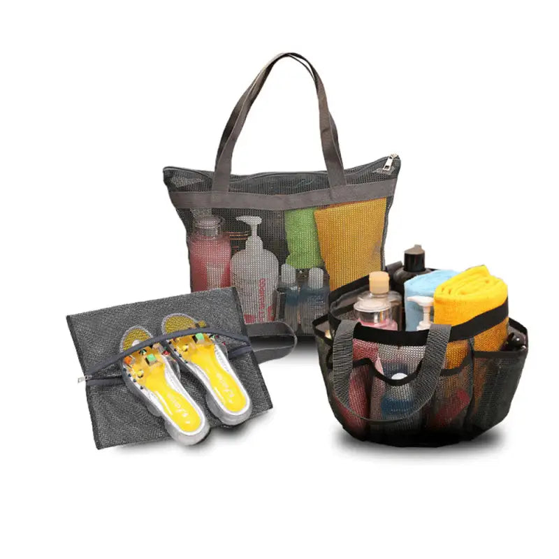 a bag with various items inside
