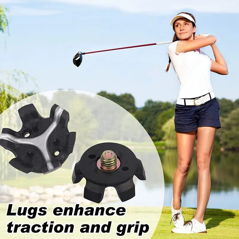a woman playing golf with a ball and a tee