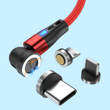 Magnetic charging cable with interchangeable connectors for different device ports.