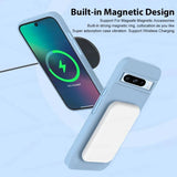 Magnetic wireless charging accessory for smartphones with a built-in stand.