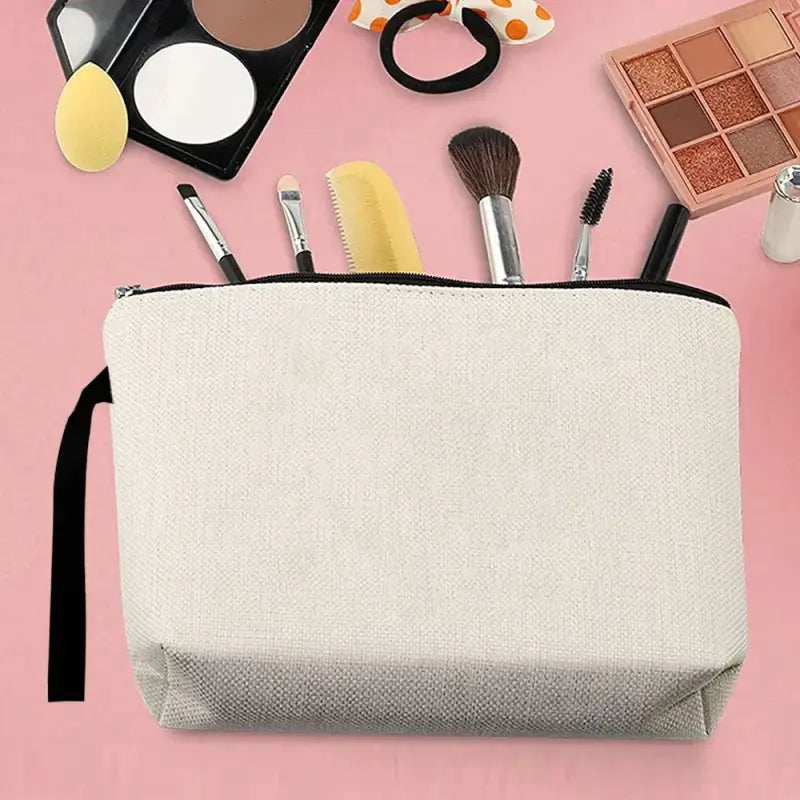 a makeup bag with various makeup products
