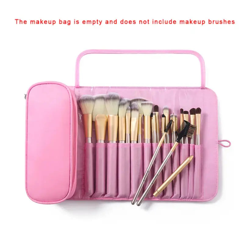 makeup brush set with pink case