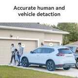 a man is standing next to a car with the words acr human and vehicle detection